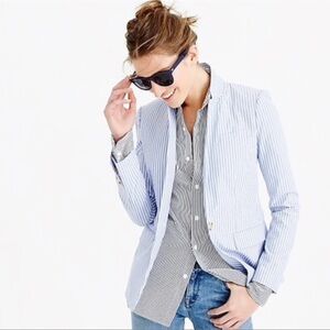 J Crew Blue and White Striped Blazer